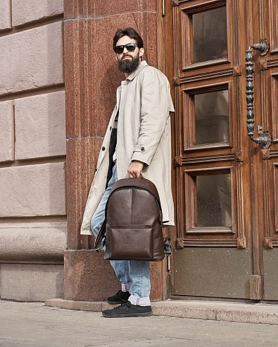 Рюкзак кожаный мужской GERALD MAX Brown Grain - фото - 3