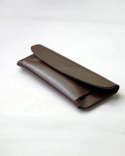 Кожаный чехол для очков GLASS Brown - фото - 5