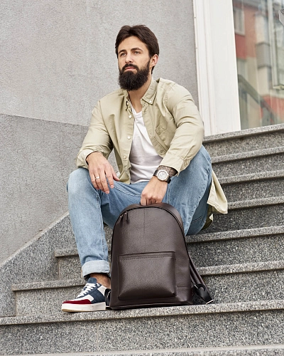 Рюкзак кожаный мужской GERALD Brown Grain - фото - 2