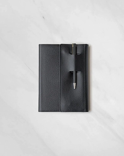 Кожаный блокнот в клетку MAGNETIC Black - фото - 4