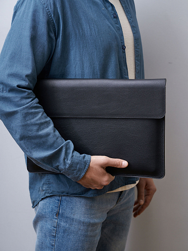 Кожаная папка для ноутбука 15-16 дюймов GRADE Black - фото