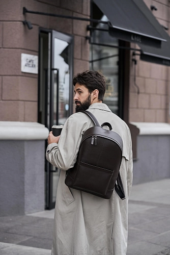 Рюкзак кожаный мужской GERALD Brown Grain - фото - 3