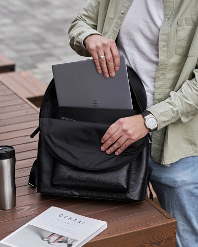 Рюкзак кожаный мужской GERALD MAX Black Grain - фото - 2