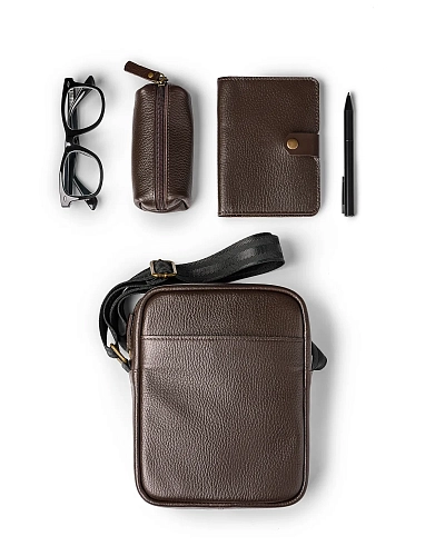 Сумка планшет мужская кожаная RUNNER S Brown Grain - фото - 3