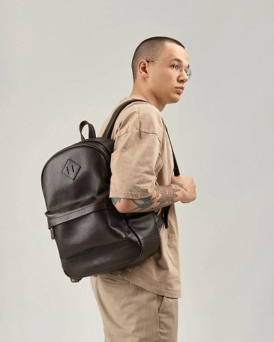 Рюкзак кожаный мужской BRUNO Brown Grain