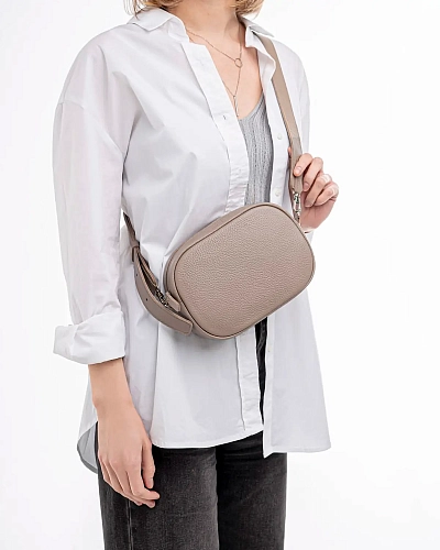 Сумка кроссбоди кожаная DAISY Beige - фото - 8