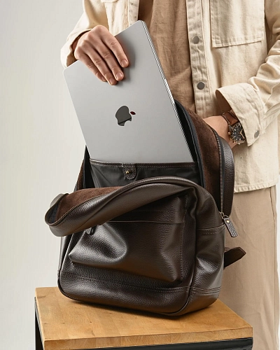 Рюкзак кожаный мужской BRUNO Brown Grain - фото - 4