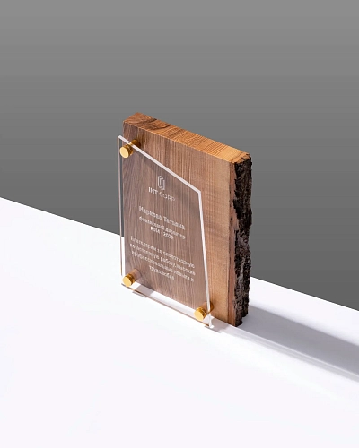 Плакетка деревянная NP-6 из массива ясеня с корой