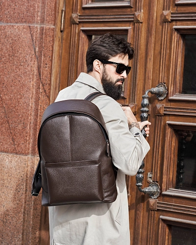 Рюкзак кожаный мужской GERALD MAX Brown Grain - фото - 1