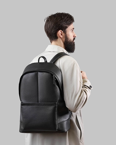 Рюкзак кожаный мужской GERALD MAX Black Grain - фото