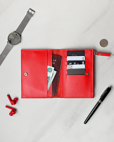 Кошелек кожаный NOVEL Red - фото