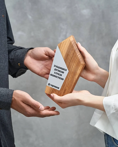 Награда деревянная NN-7 с серебристой табличкой