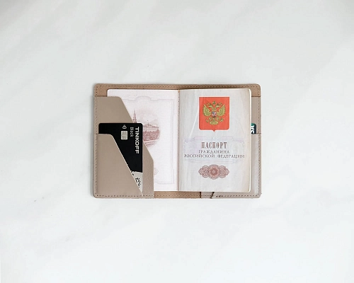 Кожаная обложка на паспорт FOLIO Coffee - фото - 4