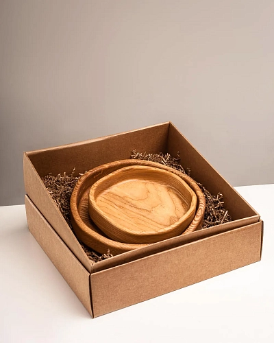 Подарочный набор деревянных тарелок SET HONEY Natural - фото - 1