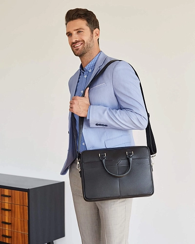 Мужская кожаная сумка STERLING Black Grain