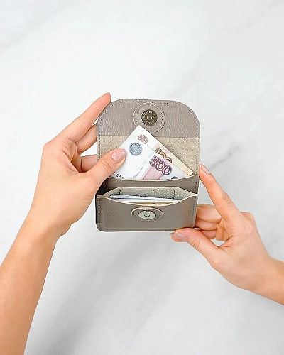 Мини кошелек кожаный AMO Beige - фото - 2