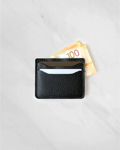 Картхолдер кожаный FLAT Black Grain - фото - 3