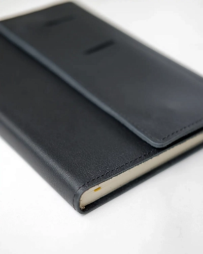 Кожаный блокнот в клетку MAGNETIC Black - фото - 6