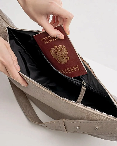 Сумка кожаная LEA Beige - фото - 3