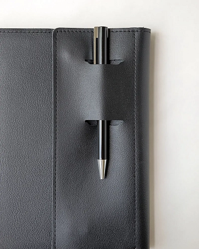 Кожаный блокнот в клетку MAGNETIC Black - фото - 2