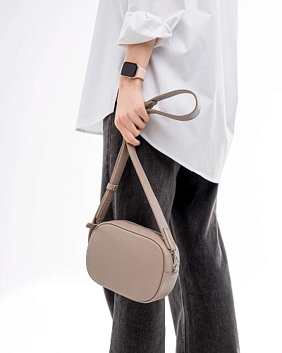 Сумка кроссбоди кожаная DAISY Beige - фото - 6