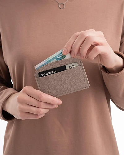 Картхолдер кожаный BILL Beige - фото