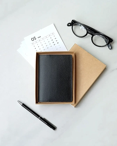 Кожаная обложка на паспорт PASS Black - фото - 1