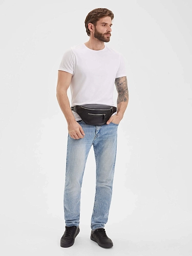 Поясная сумка кожаная ROUTE Black Grain - фото - 2