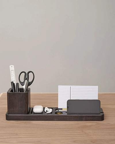 Деревянный органайзер для канцелярии Desko XL Dark - фото - 2