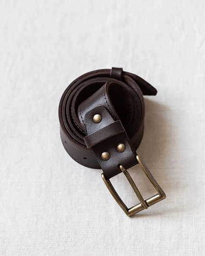 Ремень мужской OSCAR STITCH Brown 120-125 см в деревянной коробочке - фото - 3