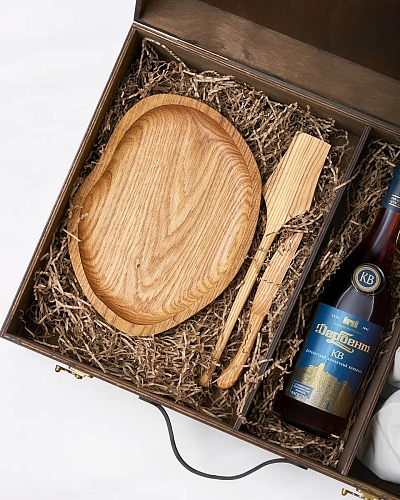 Чемодан с кожаной ручкой BROWN - фото - 2