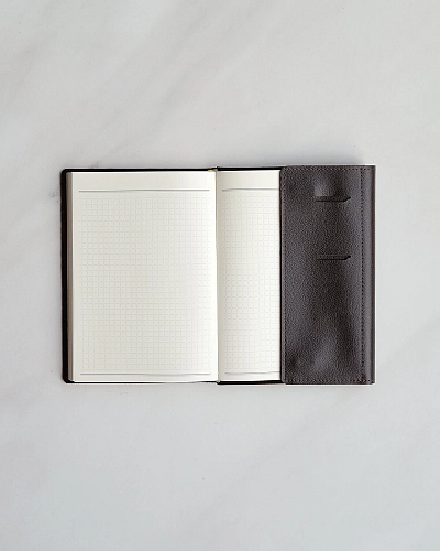 Кожаный блокнот в клетку MAGNETIC Brown - фото - 2