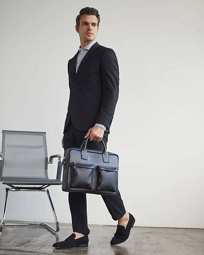 Мужская кожаная сумка BUSYHOLDER Black Grain - фото - 3