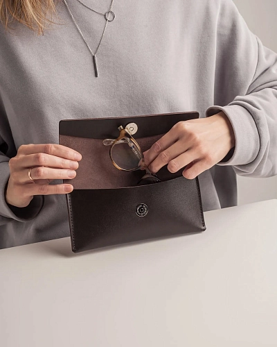 Кожаный чехол для очков SAINT TROPEZ Brown - фото - 3