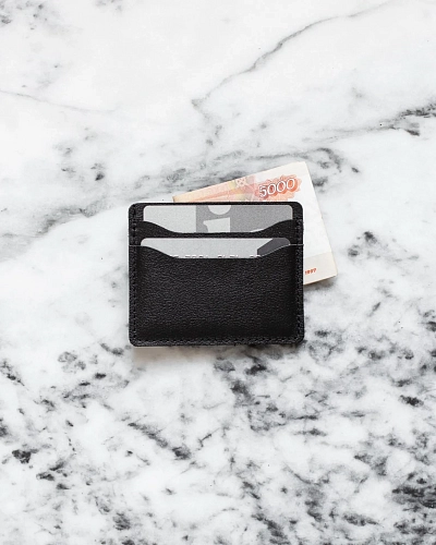 Картхолдер кожаный FLAT Black - фото - 1