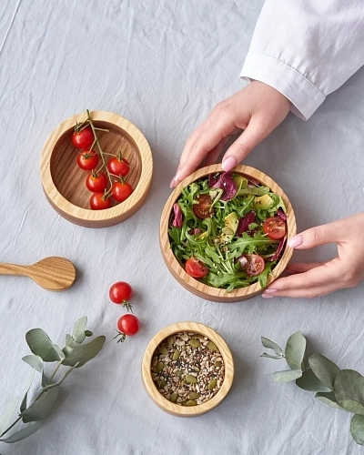 Набор деревянных тарелочек BUBBLES - фото - 2