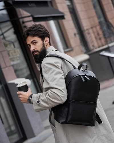 Рюкзак кожаный мужской GERALD Black Grain - фото - 2