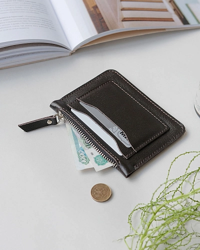 Мини кошелек кожаный SPIRIT Brown - фото - 1