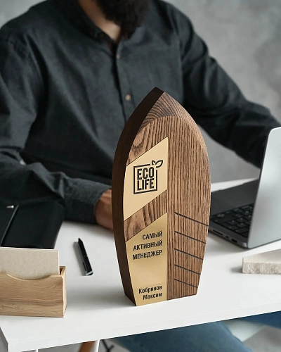 Награда деревянная NN-16 из тонированного ясеня