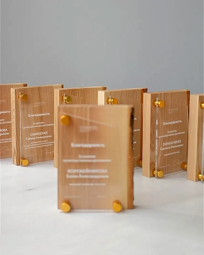 Плакетка деревянная NP-6 из массива ясеня с корой