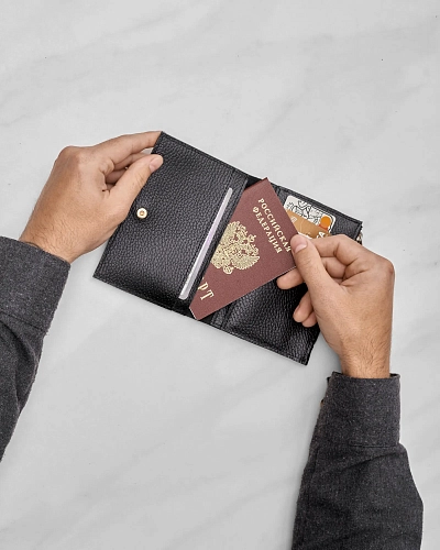 Кошелек кожаный NOVEL Black Grain - фото - 2