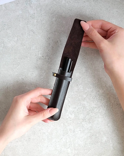 Кожаный чехол для ручки CLERC Brown - фото - 1