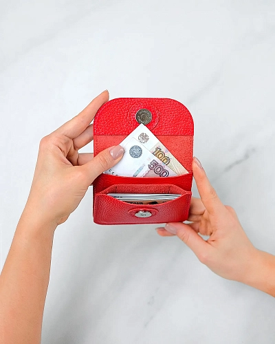 Мини кошелек кожаный AMO Red - фото - 2