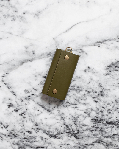 Ключница кожаная LOCK Olive - фото