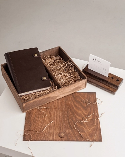 Деревянная коробка SPLIT Brown - фото