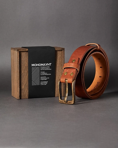 Ремень мужской FORT Barrel 120-125 см в деревянной коробочке - фото