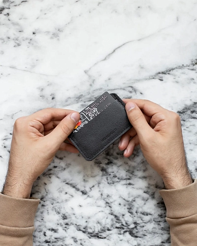 Картхолдер кожаный BILL Black - фото - 1