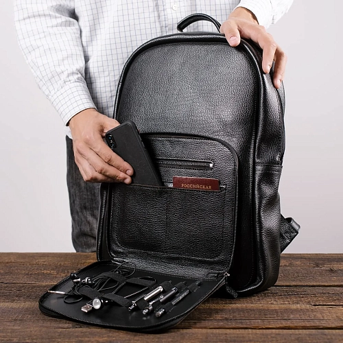 Рюкзак кожаный мужской CONRAD Black Grain - фото - 6