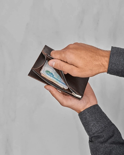 Кошелек кожаный NOVEL Brown Grain - фото - 2