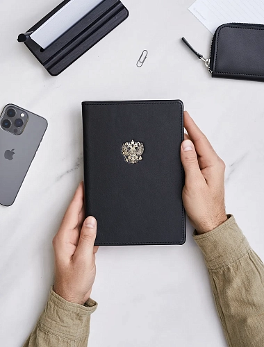 Ежедневник с гербом России ФЕДЕРАЦИЯ черный - фото - 3